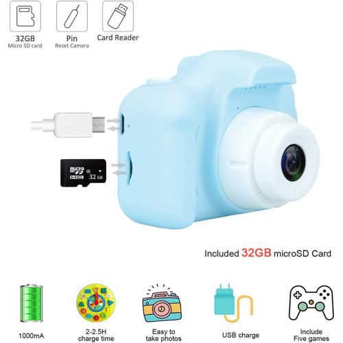  [아마존베스트]WZMEYAO Kids Camera for Boys and Girls, Digital Camera Toy Gifts Ideas for Birthday and Christmas,Rechargeable Kids Video Camera Recorder,Portable Toy for Age 2 to 10 Years Old with 32GB M