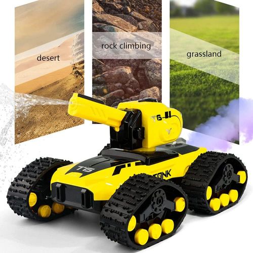  WZRYBHSD Off-Road RC Tank for Kids and Adults,4WD Remote Control Car with Light Smoke Shooting Effect,Rechargeable All Terrains Electric Vehicle Drift Truck Vehicle Child Boy Toy C