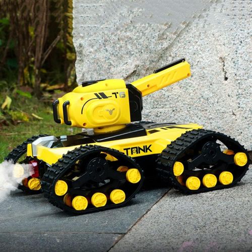  WZRYBHSD Off-Road RC Tank for Kids and Adults,4WD Remote Control Car with Light Smoke Shooting Effect,Rechargeable All Terrains Electric Vehicle Drift Truck Vehicle Child Boy Toy C