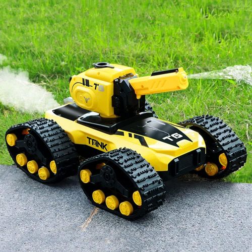  WZRYBHSD Off-Road RC Tank for Kids and Adults,4WD Remote Control Car with Light Smoke Shooting Effect,Rechargeable All Terrains Electric Vehicle Drift Truck Vehicle Child Boy Toy C