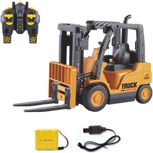  WZRYBHSD Remote Control Forklift Truck Toy,Light and Sound Functions,13 Inch Commercial Vehicle 6 Channel Professional RC Forklifts Construction Trucks Toys,for Kids Adults