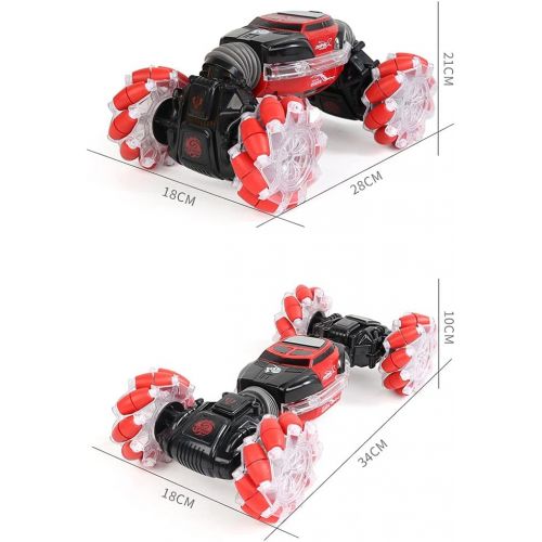 WZRYBHSD 4WD Off-Road Remote Control Car Gesture Induction RC Stunt Car 360° Double Side Flips Rock Crawler Charging Deformation Climbing Vehicle with Lights Toy Birthday Xmas Pres