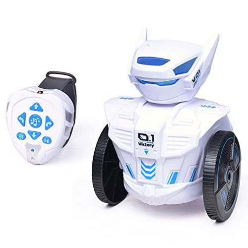  WZRYBHSD 360° Rotating Induction Robot Toy 2.4Ghz Watch Remote Control Car Robot Assemble DIY RC Stunt Car with Lights Music for 3-12 Years Old Children Boys & Kids Christmas Birth