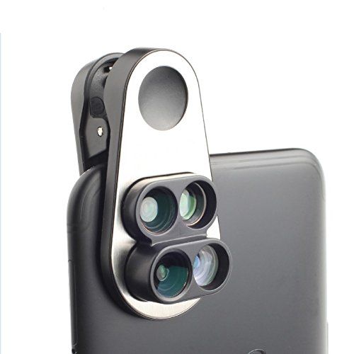 WZYJKC Dual Camera Wide-angle Macro Fish Eyes Telephoto Universal Clip Four-in-one Phone Special Effects Camera Lens for Smart Phone