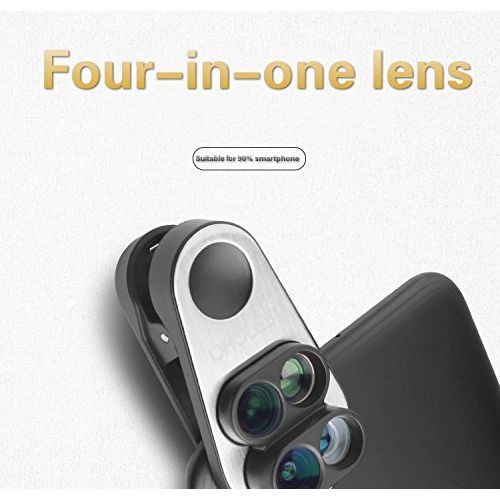  WZYJKC Dual Camera Wide-angle Macro Fish Eyes Telephoto Universal Clip Four-in-one Phone Special Effects Camera Lens for Smart Phone