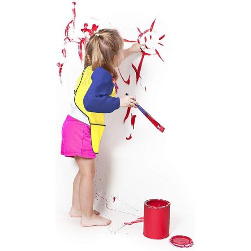  [아마존베스트]Kids Art Smocks Pack of 2 - Children Artist Painting Aprons Waterproof and Long Sleeve with 3 Roomy Pockets for Boys and Girls Age 2-6 Years Old