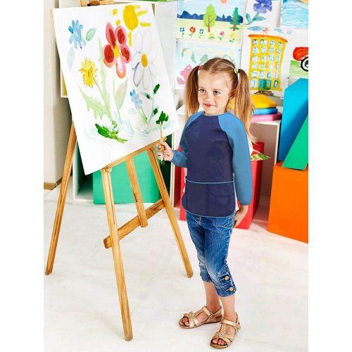  [아마존베스트]Kids Art Smocks Pack of 2 - Children Artist Painting Aprons Waterproof and Long Sleeve with 3 Roomy Pockets for Boys and Girls Age 2-6 Years Old