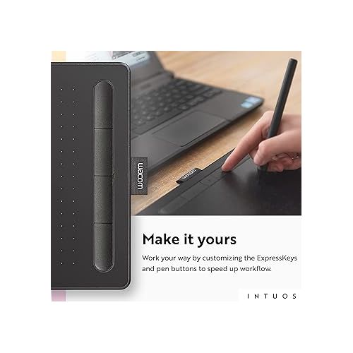  Wacom Intuos Small Graphics Drawing Tablet, includes Training & Software; 4 Customizable ExpressKeys Compatible With Chromebook Mac Android & Windows, photo/video editing, design & education,Black
