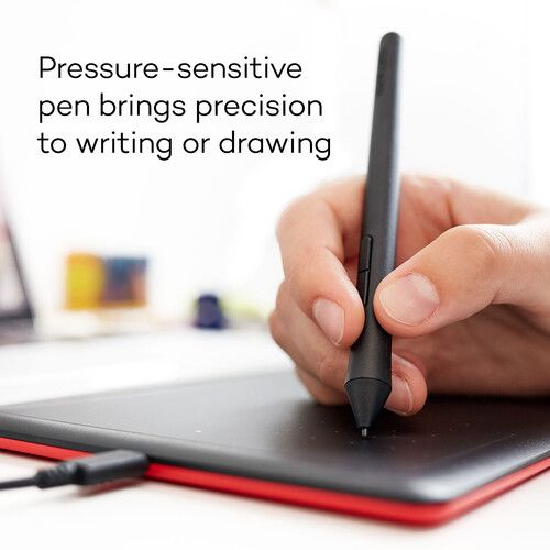  Wacom One by Wacom Creative Pen Tablet (Medium, Student Edition, Black/Red)