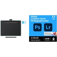 Wacom Intuos Bluetooth Creative Pen Tablet & Adobe Creative Cloud Photography Plan Kit (Medium, Pistachio Green, 12-Month Subscription)