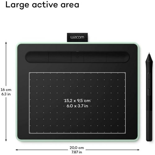  [아마존베스트]Wacom Intuos S Bluetooth Graphics Tablet 2540 lpi 152 x 95 mm USB/Bluetooth Green, Black - Graphics Tablets (Wired & Wireless, 2540 lpi, 152 x 95 mm, USB/Bluetooth, 7 mm, Pen)