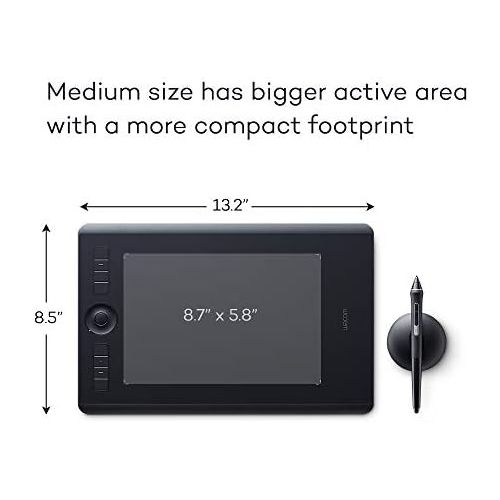  [아마존베스트]Wacom Intuos Pro Medium Bluetooth Graphic Tablet - Popular format for digital drawing and photo retouching with extra high pressure sensitivity and customizable command keys