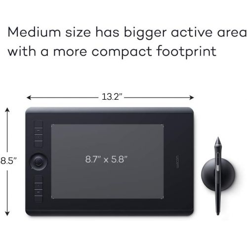  [아마존베스트]Wacom Intuos Pro Medium Bluetooth Graphic Tablet - Popular format for digital drawing and photo retouching with extra high pressure sensitivity and customizable command keys