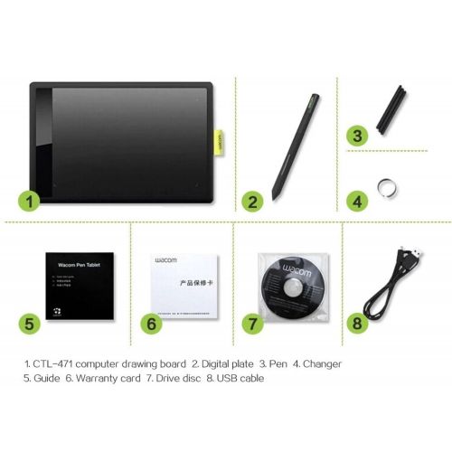  Wacom Bamboo One CTL471 Drawing Pen Small Tablet for Windows and Mac including Black Standard Nibs