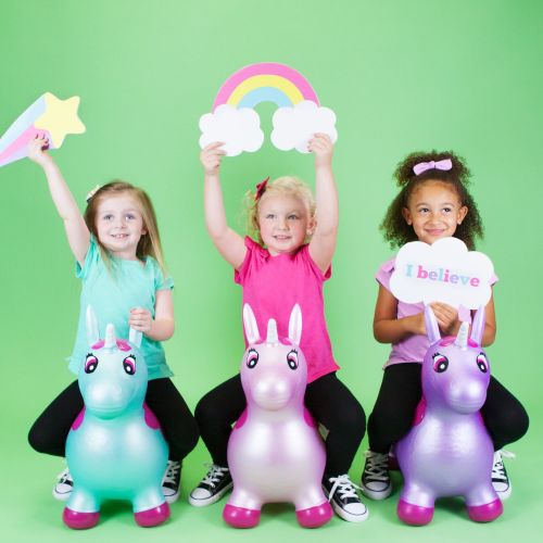  Waddle! Unicorn Bouncer! Inflatable Ride on Toy (Pink Shimmer)