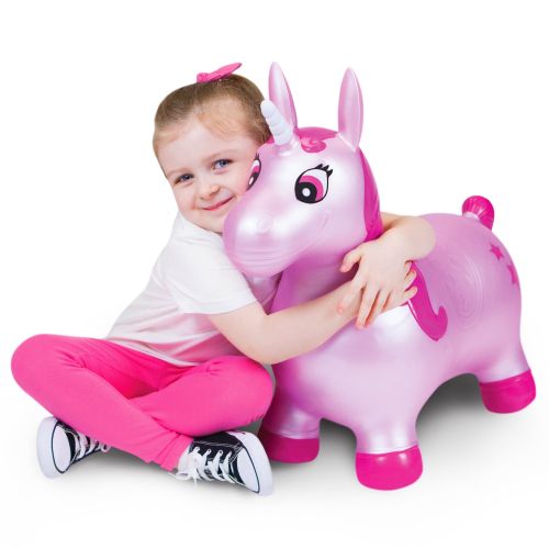  Waddle! Unicorn Bouncer! Inflatable Ride on Toy (Pink Shimmer)