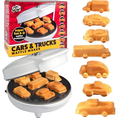  Car Mini Waffle Maker - Make 7 Fun, Different Race Cars, Trucks, and Automobile Vehicle Shaped Pancakes - Electric Non-Stick Pan Cake Kids Waffler Iron: Kitchen & Dining