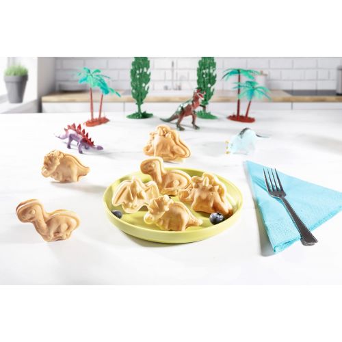  [아마존베스트]CucinaPro Dinosaur Mini Waffle Maker- Make Breakfast Fun and Cool for Kids and Adults with Novelty Pancakes- 5 Different Shaped Dinos in Minutes - Electric Non-Stick Waffler Iron