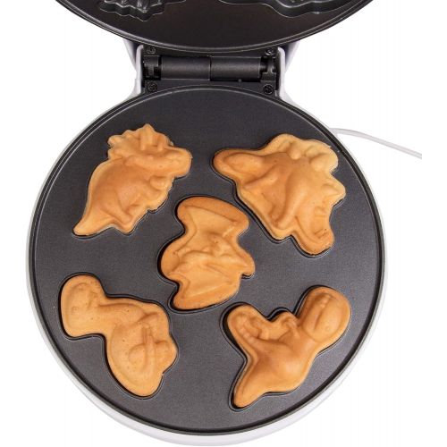  [아마존베스트]CucinaPro Dinosaur Mini Waffle Maker- Make Breakfast Fun and Cool for Kids and Adults with Novelty Pancakes- 5 Different Shaped Dinos in Minutes - Electric Non-Stick Waffler Iron