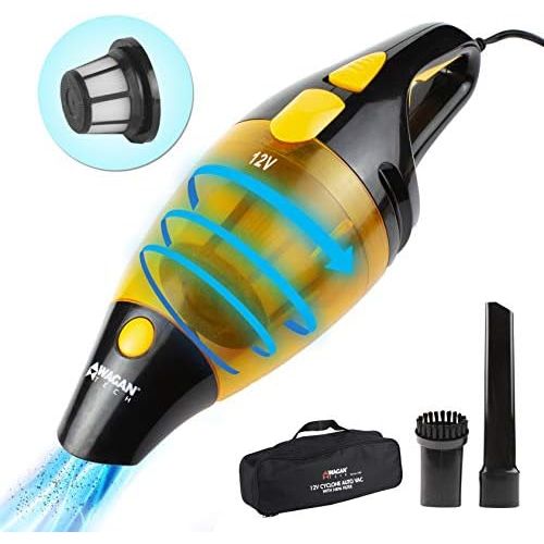  Wagan EL7207 Black/Yellow 120W Cyclonic Action 12V Powerful Auto Vacuum with Carry Bag