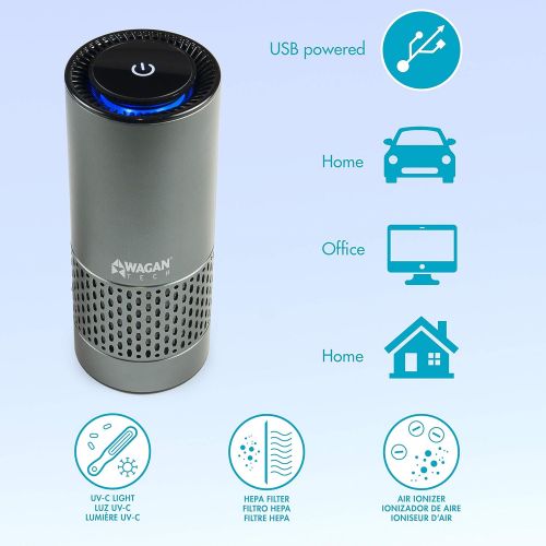  Wagan EL2871 Portable USB Powered Air Purifier HEPA Filter for Home Bedroom Office Desktop Pet Room Air Cleaner for Car…