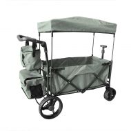 Wagon Buddy GREY OUTDOOR PUSH FOLDABLE WAGON CANOPY UTILITY TRAVEL CART WIDE TIRES BRAKE