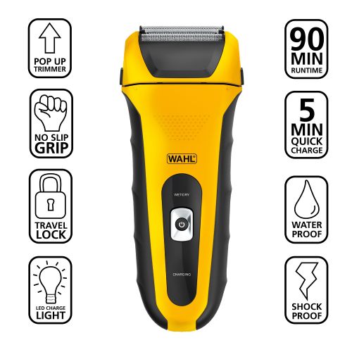  Wahl LifeProof Foil Shaver for Men, Electric Shaver, Rechargeable WaterProof Wet/Dry Lithium ion with Precision Trimmers for Beard Shaving and Trimming, #7061-100W