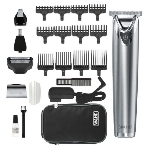  Wahl Clipper Stainless Steel Lithium Ion Plus Beard Trimmer Kit Brushed No.9864SS Cordless Rechargeable Mens Grooming Kit for Haircuts and Beard Trimming