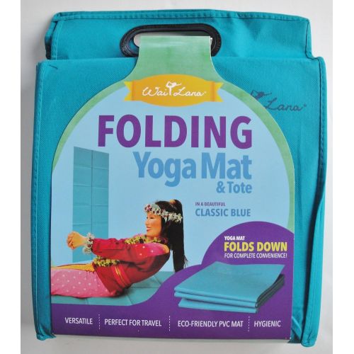  Wai Lana Folding Yoga Mat and Tote, Solid Blue