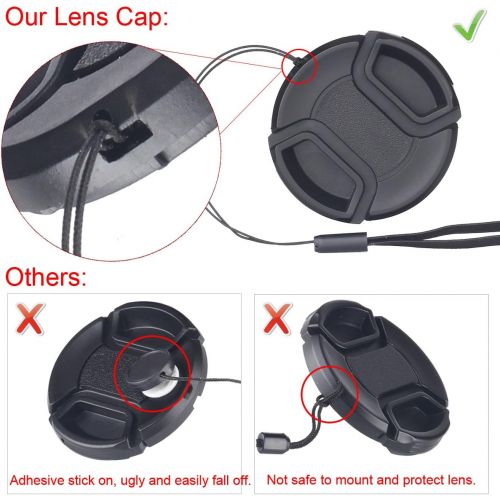  [아마존베스트]Waka Unique Design Lens Cap Bundle, 3 Pcs 52mm Center Pinch Lens Cap and Cap Keeper Leash for Canon Nikon Sony DSLR Camera + Microfiber Cleaning Cloth