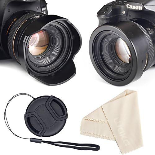  [아마존베스트]Waka 55mm Reversible Tulip Flower Lens Hood Set, Unique Design Camera Lens Hood for Canon Nikon Sony DSLR + Center Pinch Lens Cap with Cap Keeper Leash + Microfiber Cleaning Cloth