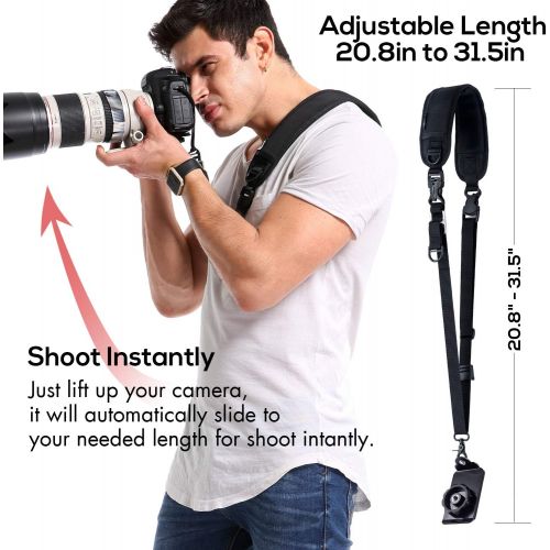  [아마존베스트]Waka waka Camera Neck Strap with Quick Release and Safety Tether, Adjustable Camera Shoulder Sling Strap for Nikon Canon Sony Olympus DSLR Camera - Black