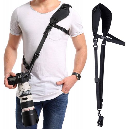  [아마존베스트]Waka waka Camera Neck Strap with Quick Release, Safety Tether and Underarm Strap, Adjustable Camera Shoulder Sling Strap for Nikon Canon Sony Fuji DSLR Camera, Black