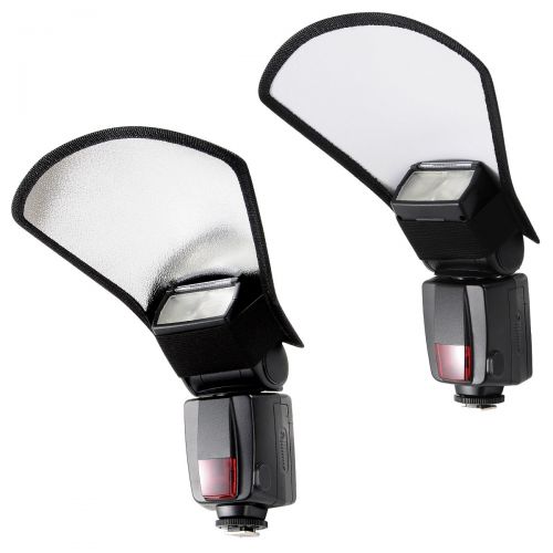  waka Flash Diffuser Reflector Kit - Bend Bounce Flash Diffuser+ Silver/White Reflector for Speedlight, Universal Mount for Canon, Nikon, etc.