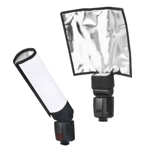  waka Flash Diffuser Reflector Kit - Bend Bounce Flash Diffuser+ Silver/White Reflector for Speedlight, Universal Mount for Canon, Nikon, etc.