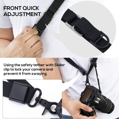  waka Camera Neck Strap with Quick Release and Safety Tether, Adjustable Camera Shoulder Sling Strap for Nikon Canon Sony Olympus DSLR Camera - Retro