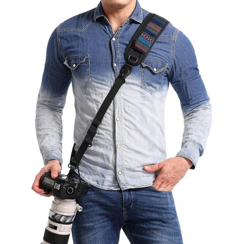  waka Camera Neck Strap with Quick Release and Safety Tether, Adjustable Camera Shoulder Sling Strap for Nikon Canon Sony Olympus DSLR Camera - Retro