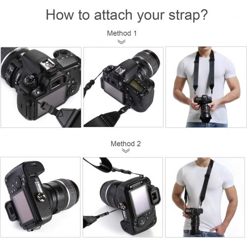  waka Rapid Slide Camera Neck Shoulder Strap with Quick Release, Adjustable Camera Sling Strap for Nikon Canon Sony Fuji Panasonic Olympus Pentax Any DSLR Camera, Black