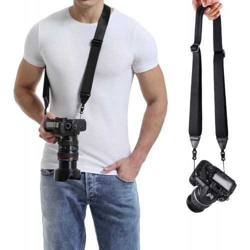  waka Rapid Slide Camera Neck Shoulder Strap with Quick Release, Adjustable Camera Sling Strap for Nikon Canon Sony Fuji Panasonic Olympus Pentax Any DSLR Camera, Black