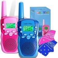 [아마존베스트]PRINCESSEA Waka Waka Walkie Talkies for Kids Outdoor Games  2 Walkie Talkie Kids Toys & Matching Bandanas, Whistles  Two Way Radios with 1.86 Mi. (3 Km.) Range, 22 Channels, 38 Privacy Code