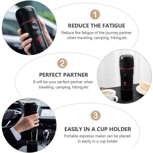  Wakauto Portable Espresso Maker Travel Coffee Maker Electric Espresso Machine for Car Travel Camping Outdoor Home and Office Black