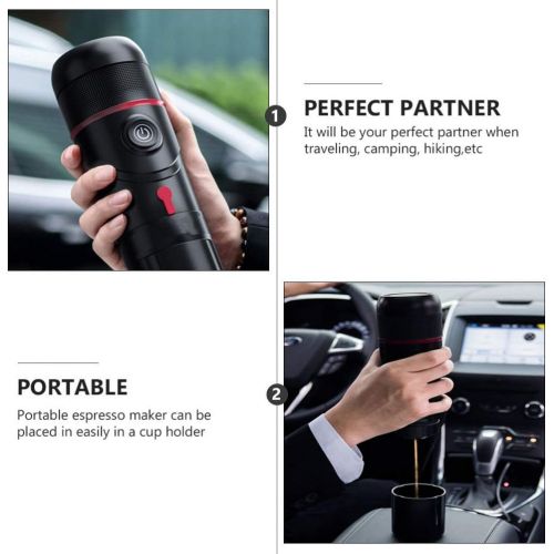  Wakauto Portable Espresso Maker Travel Coffee Maker Electric Espresso Machine for Car Travel Camping Outdoor Home and Office Black