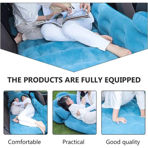  Wakauto SUV Air Mattress Camping Bed Cushion Pillow Inflatable Thickened Car Air Bed Portable Sleeping Pad for Travel Camping Dark Green