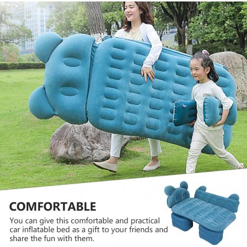  Wakauto SUV Air Mattress Camping Bed Cushion Pillow Inflatable Thickened Car Air Bed Portable Sleeping Pad for Travel Camping Dark Green