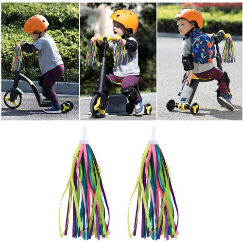  Wakauto One Pair of Kids Bicycle Tassel Ribbon, Children Scooter Handlebar Streamers Bicycle Grips Ribbon Baby Carrier Accessories Easy Attach to Bikes Handlebars