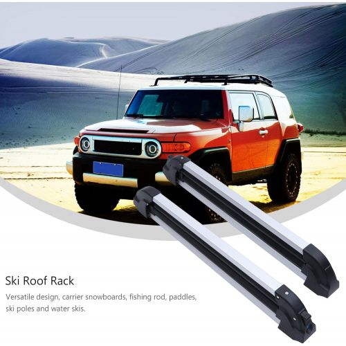  Wakauto Aluminum Universal Car Rack Carrier Ski Roof Racks Snowboard Racks Carrier Ski Board Roof Carrier Fit Most Vehicles Equipped Crossbar