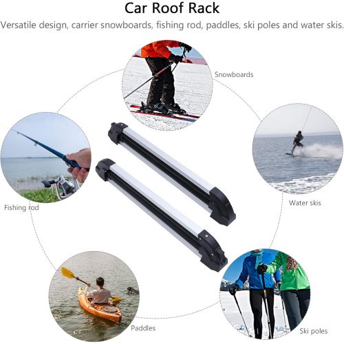  Wakauto Aluminum Universal Car Rack Carrier Ski Roof Racks Snowboard Racks Carrier Ski Board Roof Carrier Fit Most Vehicles Equipped Crossbar