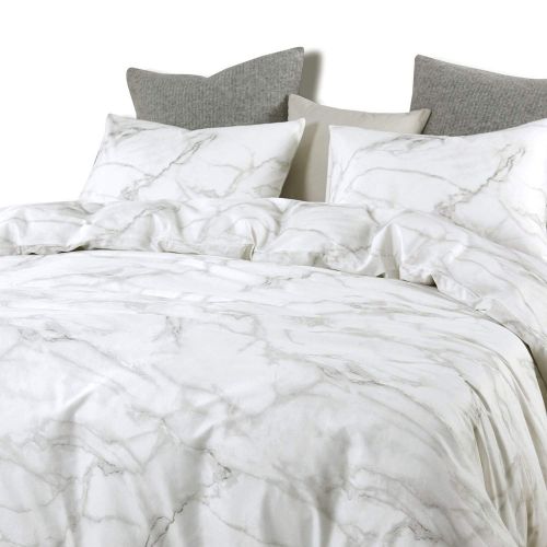  Wake In Cloud - Gray Comforter Set, 100% Cotton Fabric with Soft Microfiber Fill Bedding, Cross Pattern Printed on Grey (3pcs, Queen Size)