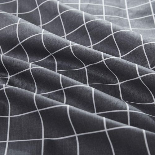  Wake In Cloud - Gray Comforter Set, 100% Cotton Fabric with Soft Microfiber Fill Bedding, Cross Pattern Printed on Grey (3pcs, Queen Size)