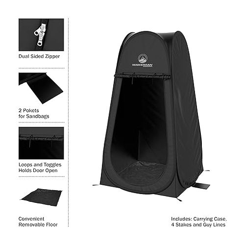  Pop Up Pod - Privacy Shower Tent, Dressing Room, or Portable Toilet Stall with Carry Bag for Camping, Beach, or Tailgate by Wakeman Outdoors